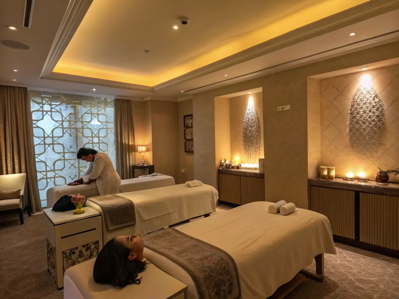An image of a tranquil spa ritual session with candles, herbal infusions, and soothing music, illustrating the Spa Rituals for Total Rejuvenation.